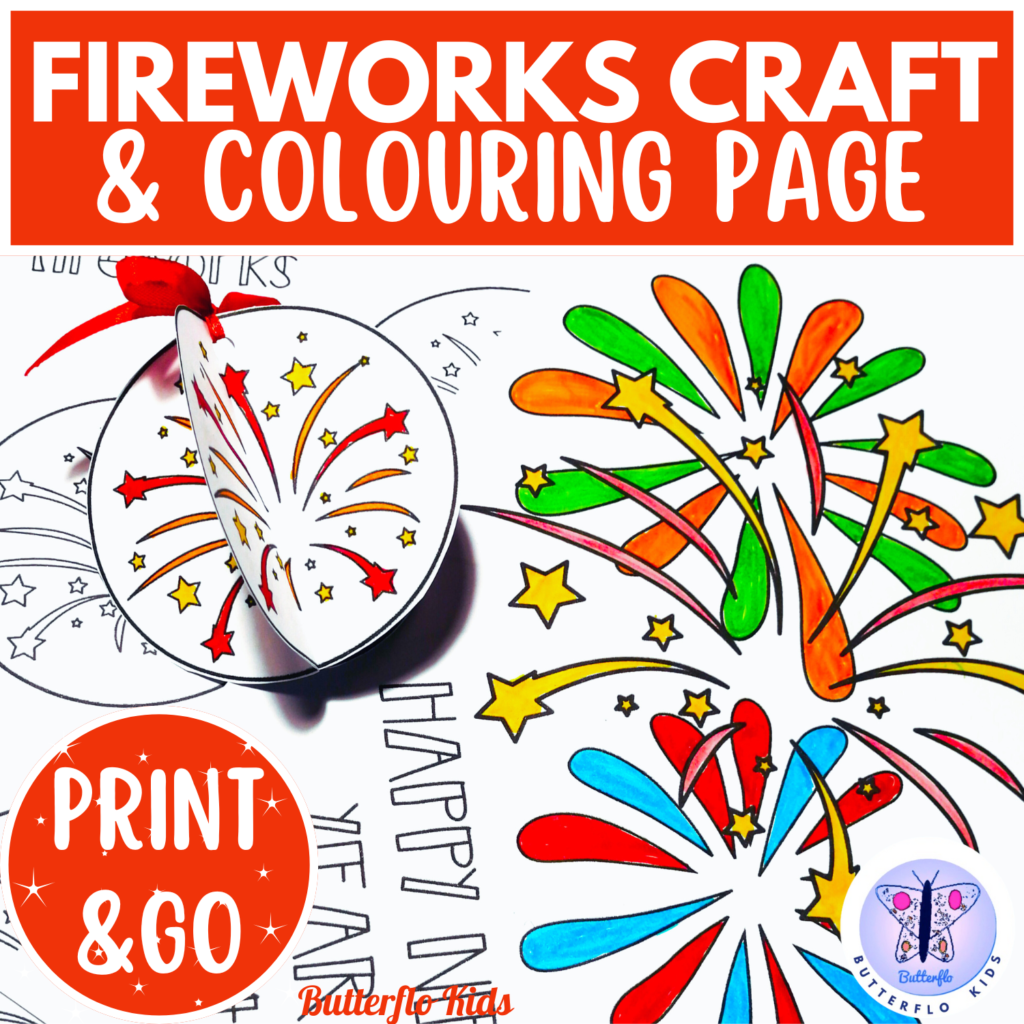 fireworks craft and colouring page