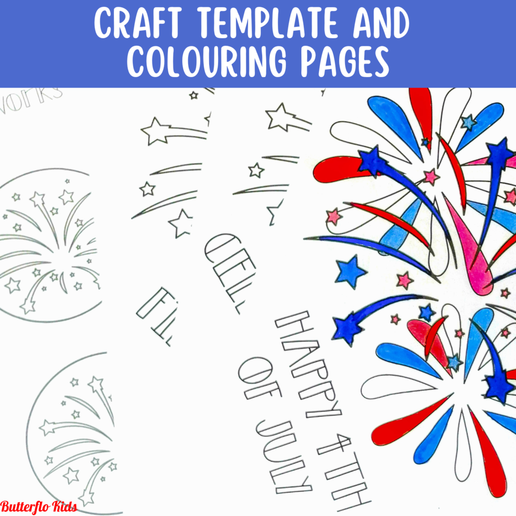 fireworks craft template and colouring pages