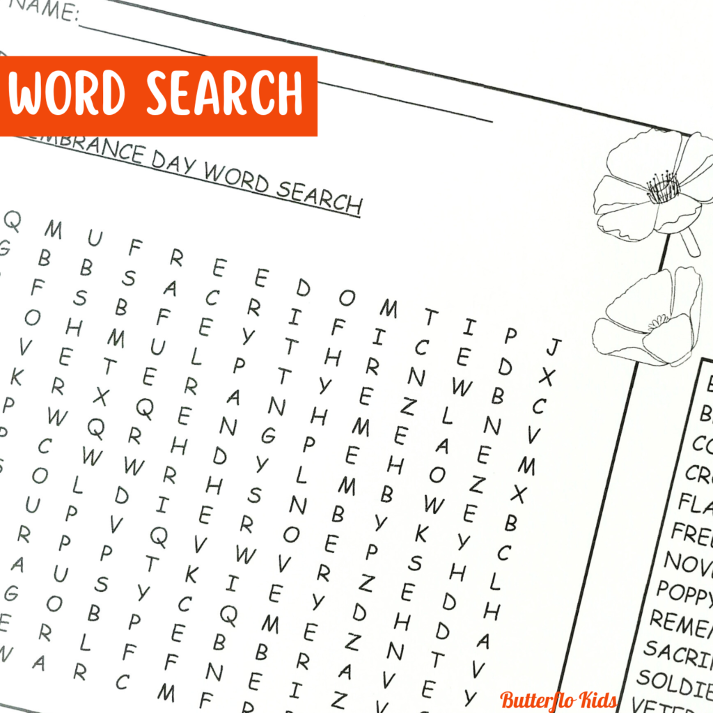 remembrance day word search