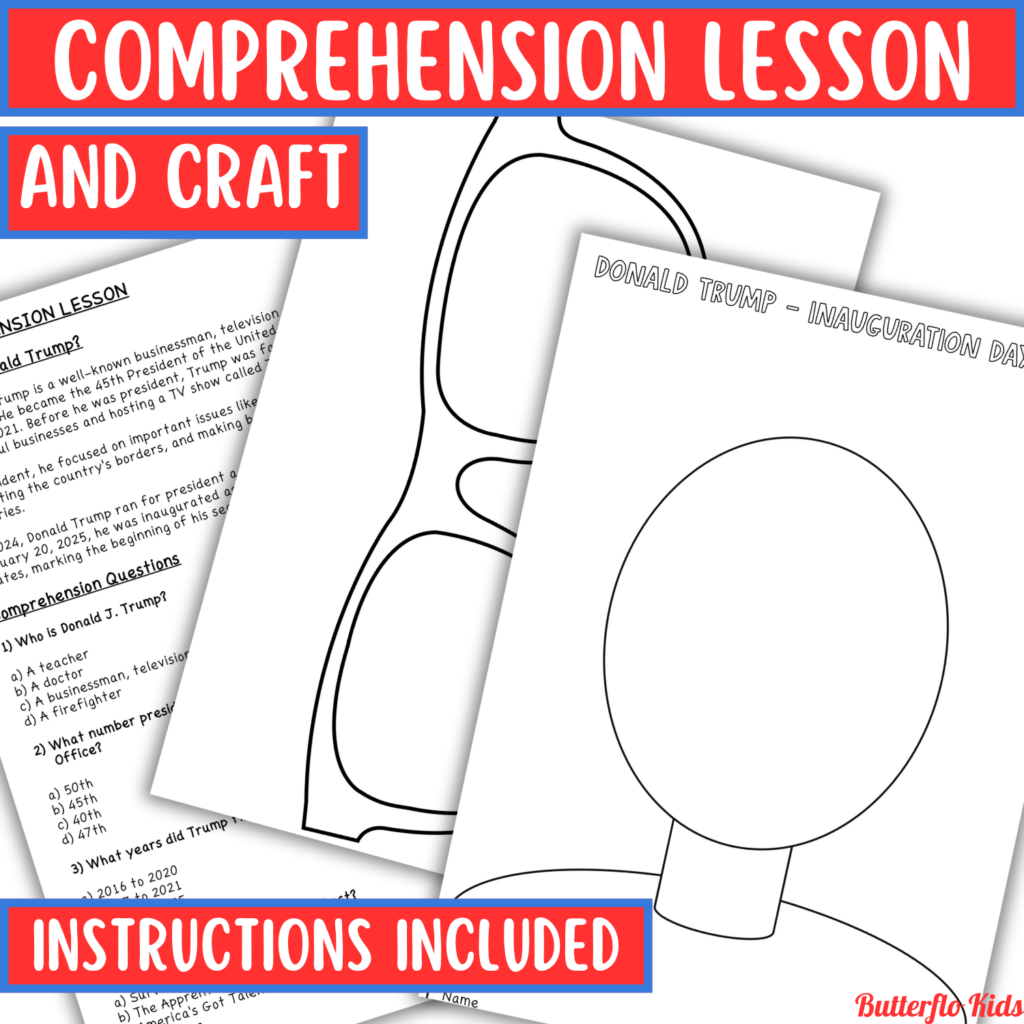 Donald Trump inauguration day comprehension lesson and template